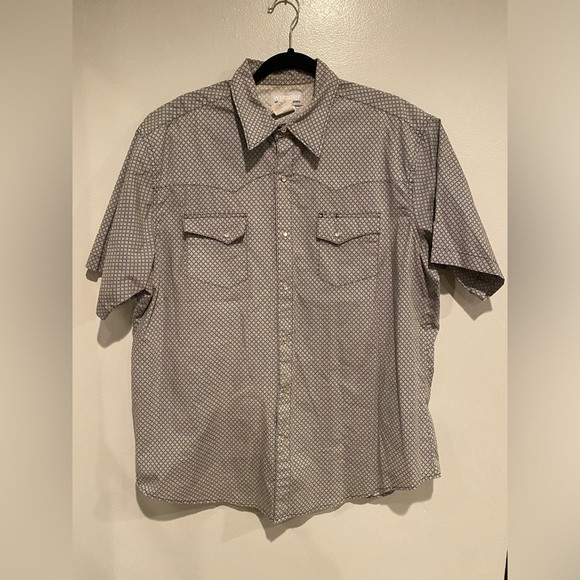 Wrangler Wrancher Shirt Mens XL Geometric AOP Pearl Snap Short Sleeve Western - Picture 2 of 7